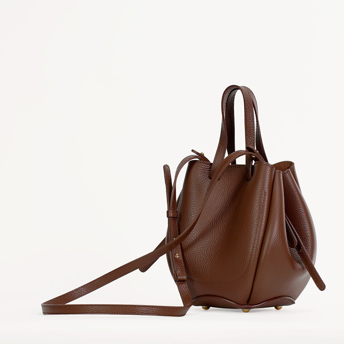 Mini Pétale Bag, Textured Leather, Hazelnut Color