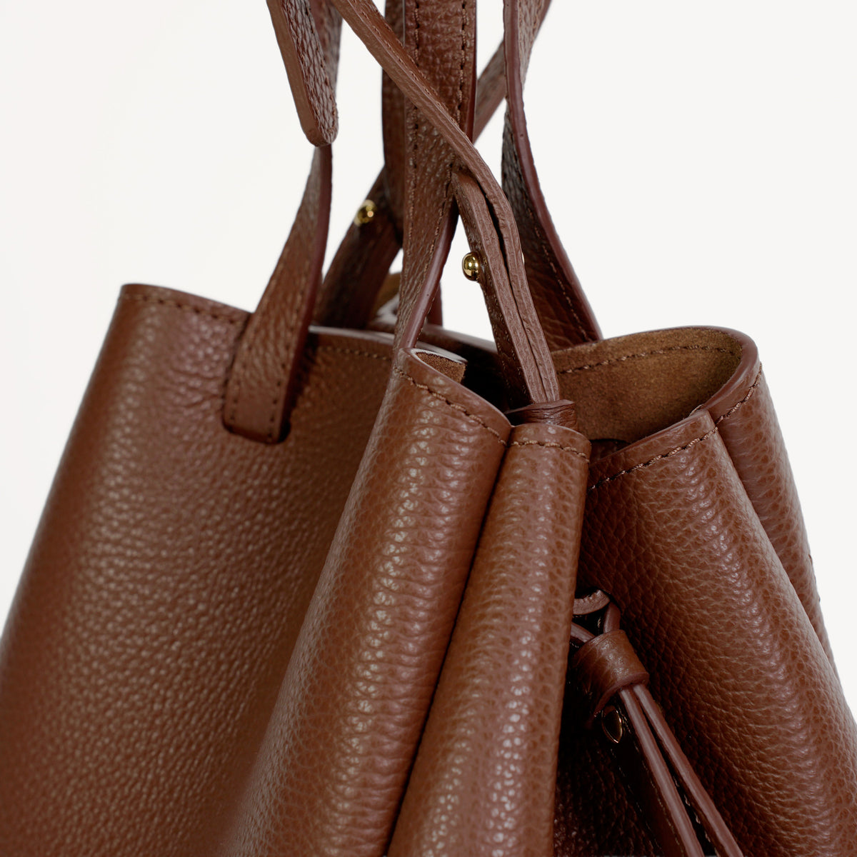 Mini Pétale Bag, Textured Leather, Hazelnut Color