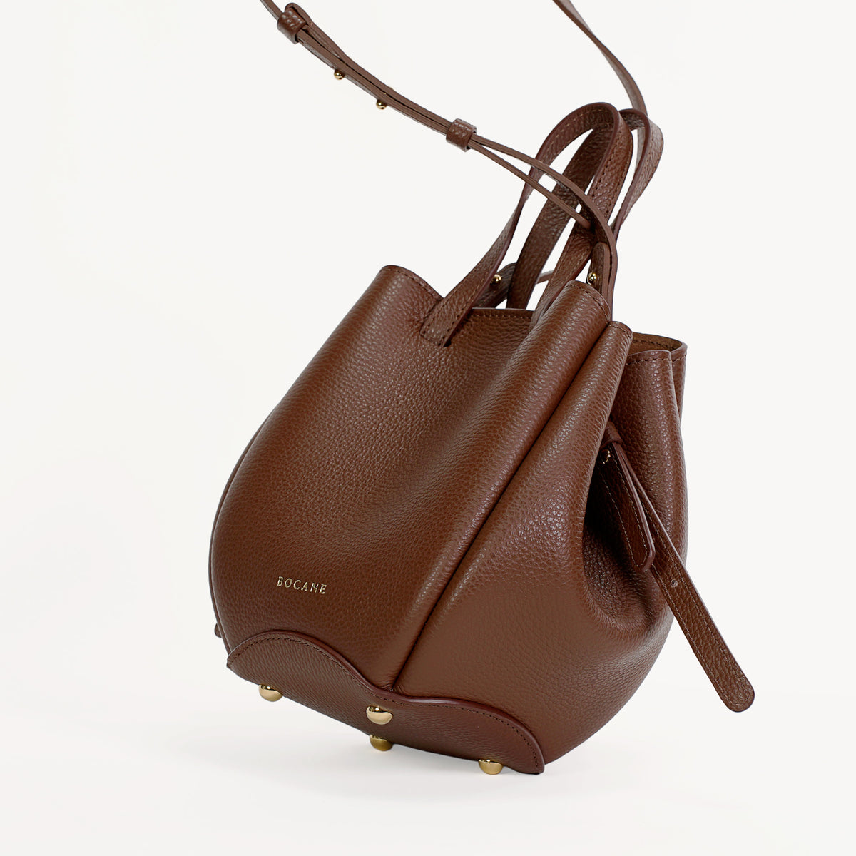 Mini Pétale Bag, Textured Leather, Hazelnut Color