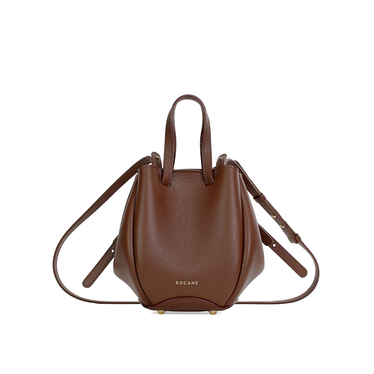 Mini Pétale Bag, Textured Leather, Hazelnut Color