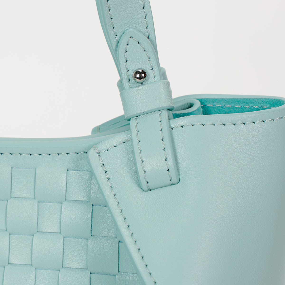 Amarante Mini Woven Bag, Nappa Leather, Aerial Blue