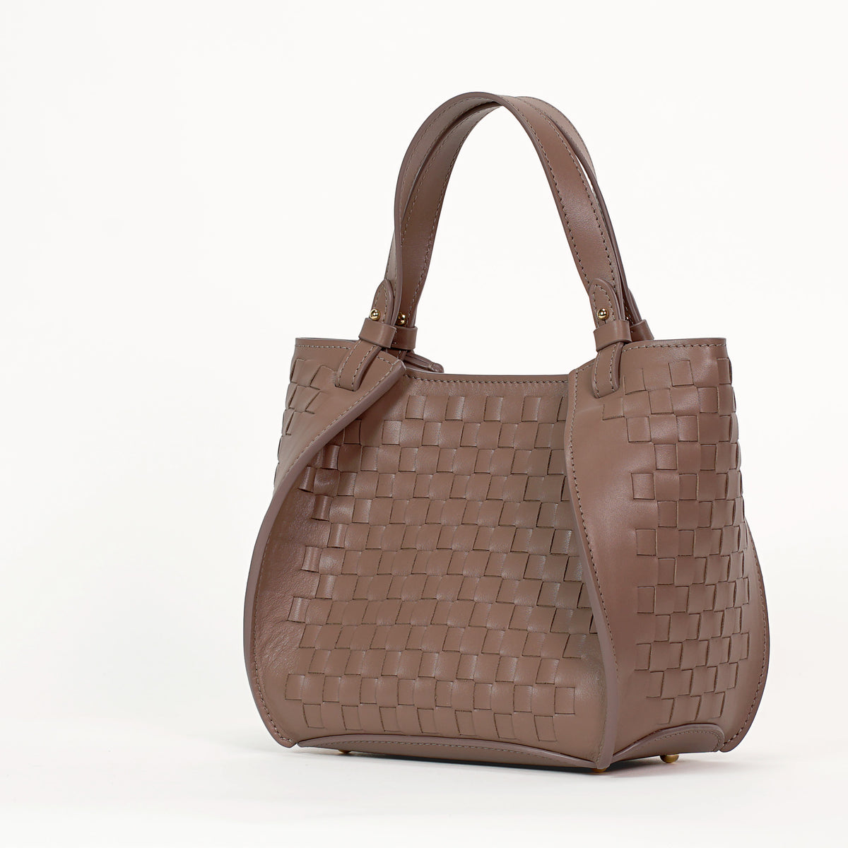 Amarante Mini Woven Bag, Nappa Leather, Pink Latte
