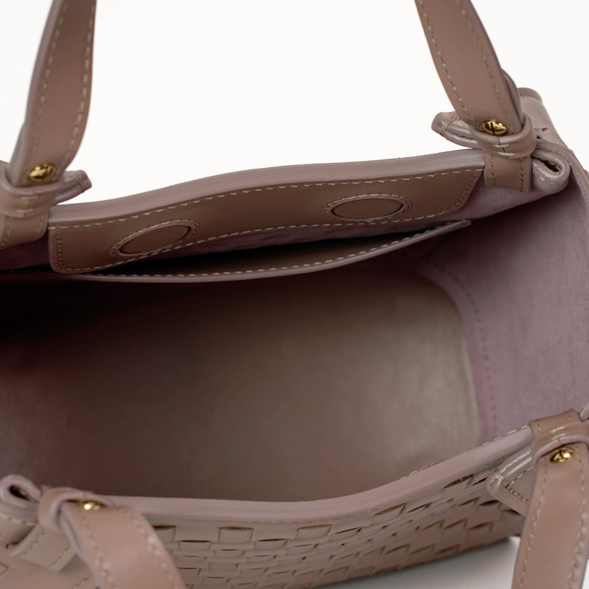 Amarante Mini Woven Bag, Nappa Leather, Pink Latte