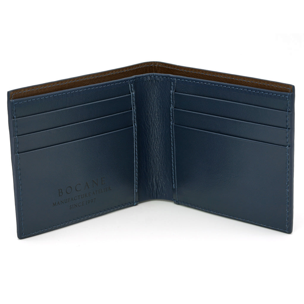 Slim Wallet, Navy Full Grain Leather