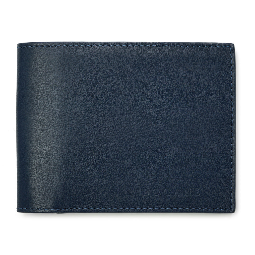 Slim Wallet, Navy Full Grain Leather