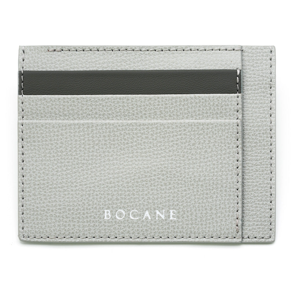 Ice Grey Wallet with Dark Grey Contrast, Extra Slim, Textured Leather