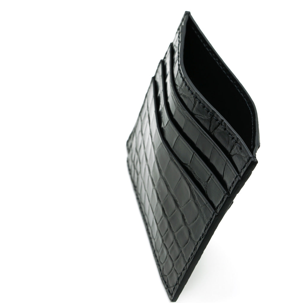 Black Alligator Leather Card Holder 