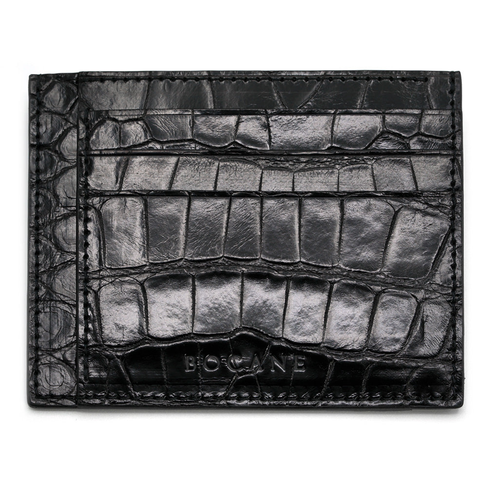 Black Alligator Leather Card Holder 