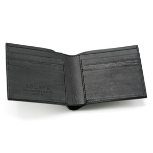 Slim Crocodile Print Leather Wallet, Matte Black