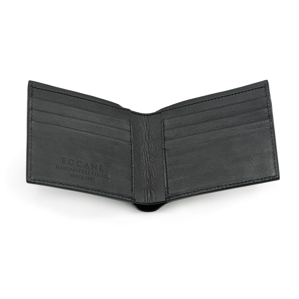 Slim Crocodile Leather Wallet, Matte Black