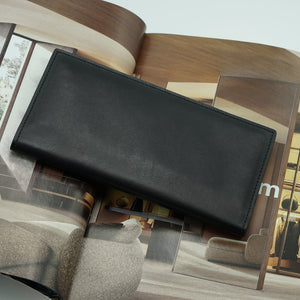 Long Wallet in Full-Grain Leather, Black