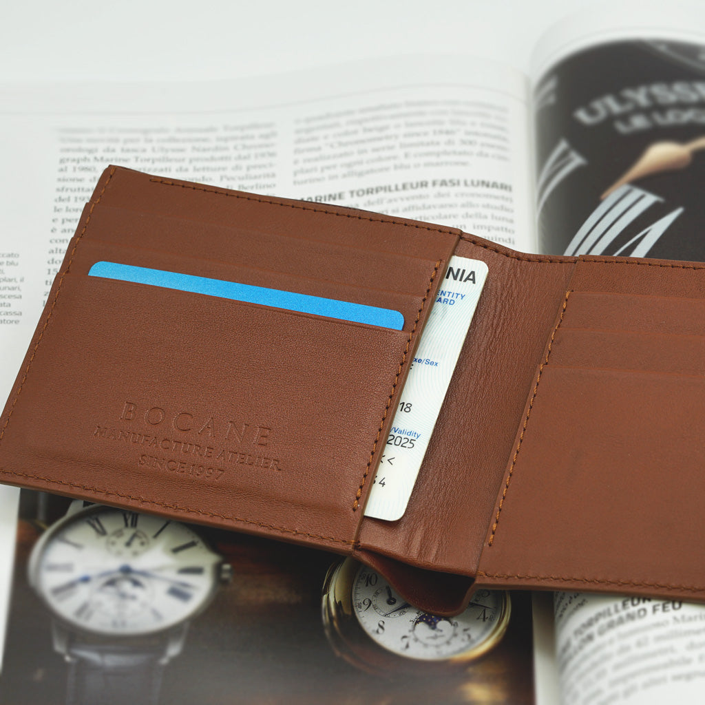 Slim Wallet in Dark Cognac Full Grain Leather