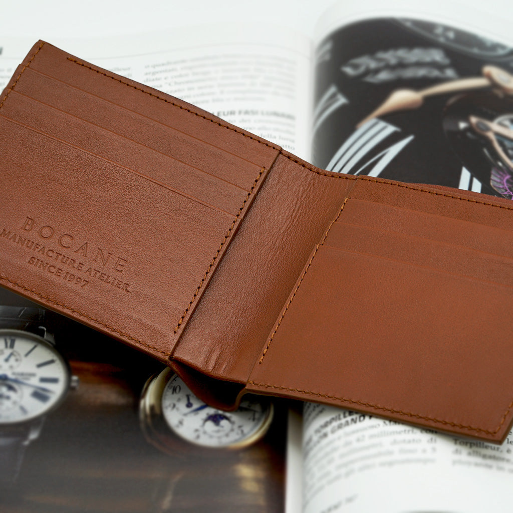 Slim Wallet in Dark Cognac Full Grain Leather