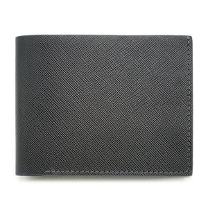 Slim Leather Wallet, Saffiano, Cool Grey