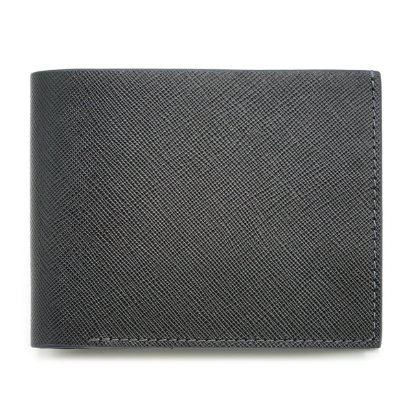 Grey Slim Leather Wallet, Saffiano