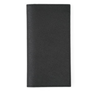 Saffiano Leather Long Wallet, Black