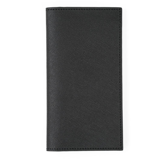 Saffiano Leather Long Wallet, Black