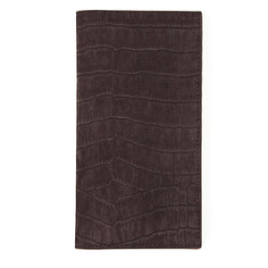 Long Wallet, Crocodile Print Calf Leather, Matte Brown