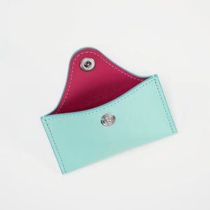 Envelope Cardholder in Aqua Blue Full-Grain Leather