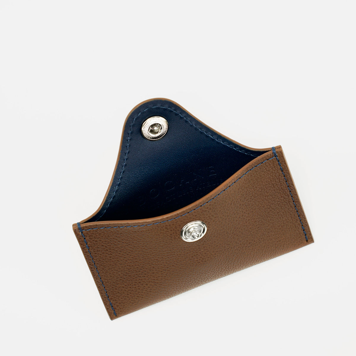Envelope Cardholder in Wooden Brown &amp; Navy Contrast