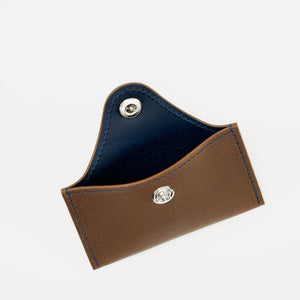 Envelope Cardholder in Wooden Brown & Navy Contrast