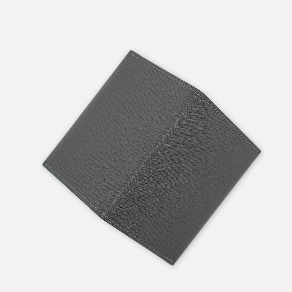 Libre Card Case, Grey Saffiano Leather