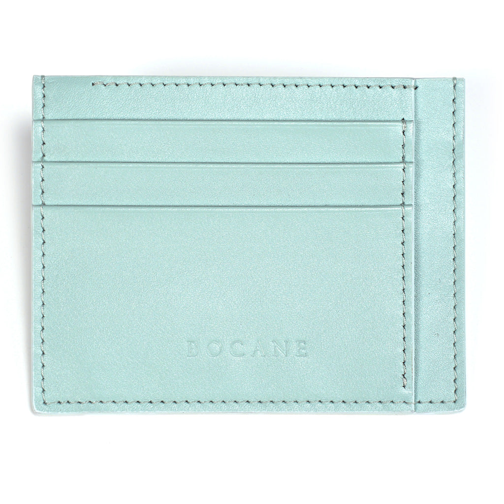 Full Grain Leather Wallet, Extra Slim, Blue Aqua