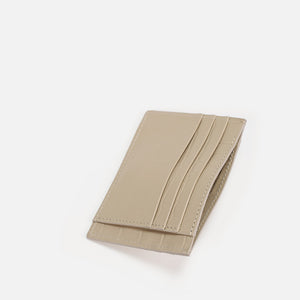 Printed Leather Card Holder, Matte Beige