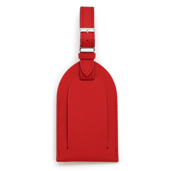 Red Full Grain Leather Luggage Tag