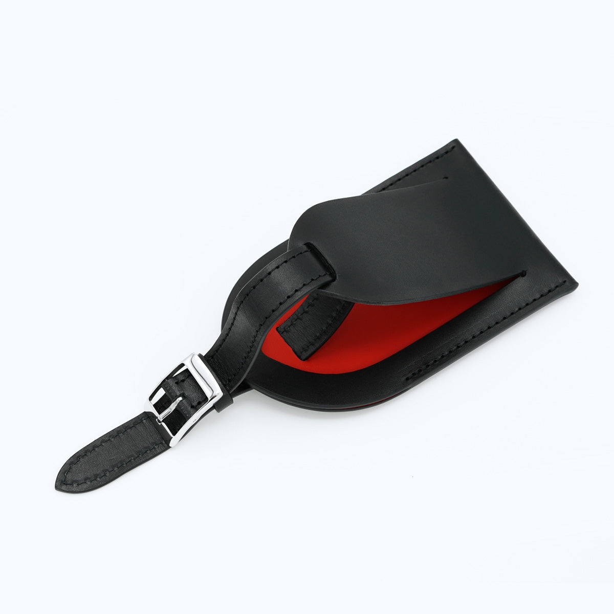 Bright Red Leather Luggage Tag 