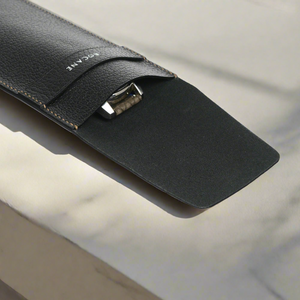 Minimal Watch Case, made of Black Textured Leather