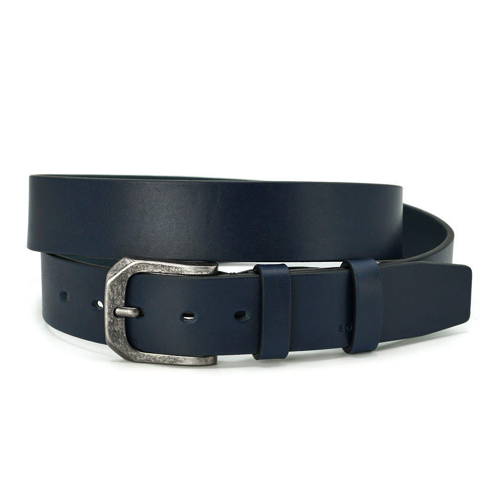 Leather Belt, Jeans Collection, Full Grain Navy Blue
