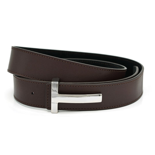 Brown Fine Leather belt, Iconic Collection