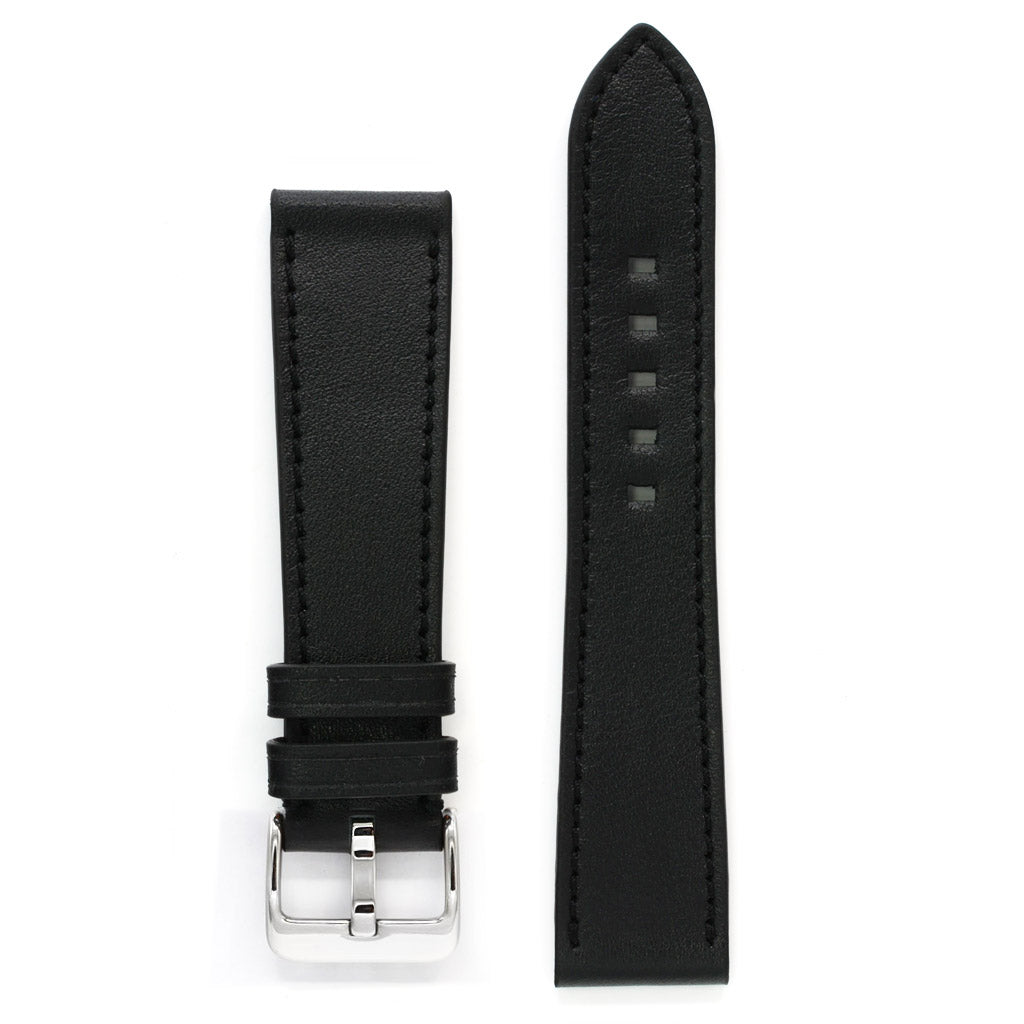 Italian Leather Strap, Full-Grain Black, Medium Length