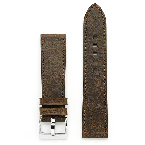 Leather Watch Strap, Antique Brown, Medium Length