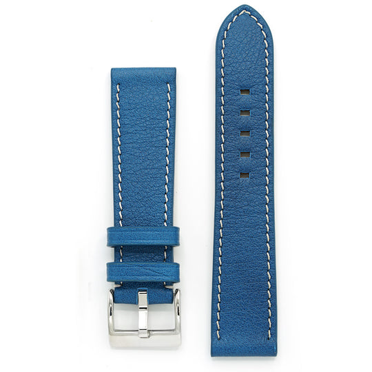 Leather Strap, Blue Marble, Contrast Stitch, Medium Length
