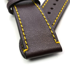 Light Tan Leather Strap With Yellow Stitching for Louis