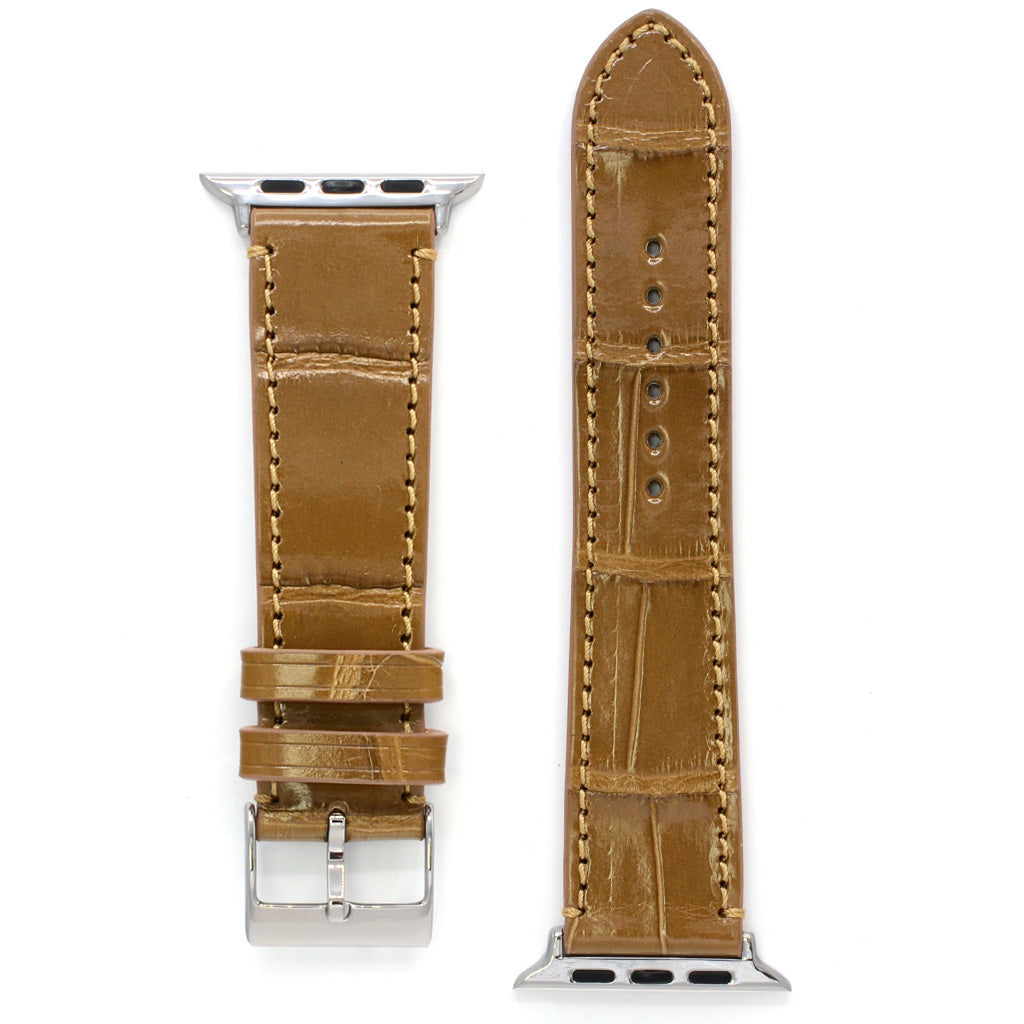 Alligator Band for Apple Watch, Canyon Brown, Square Scales, Medium Length