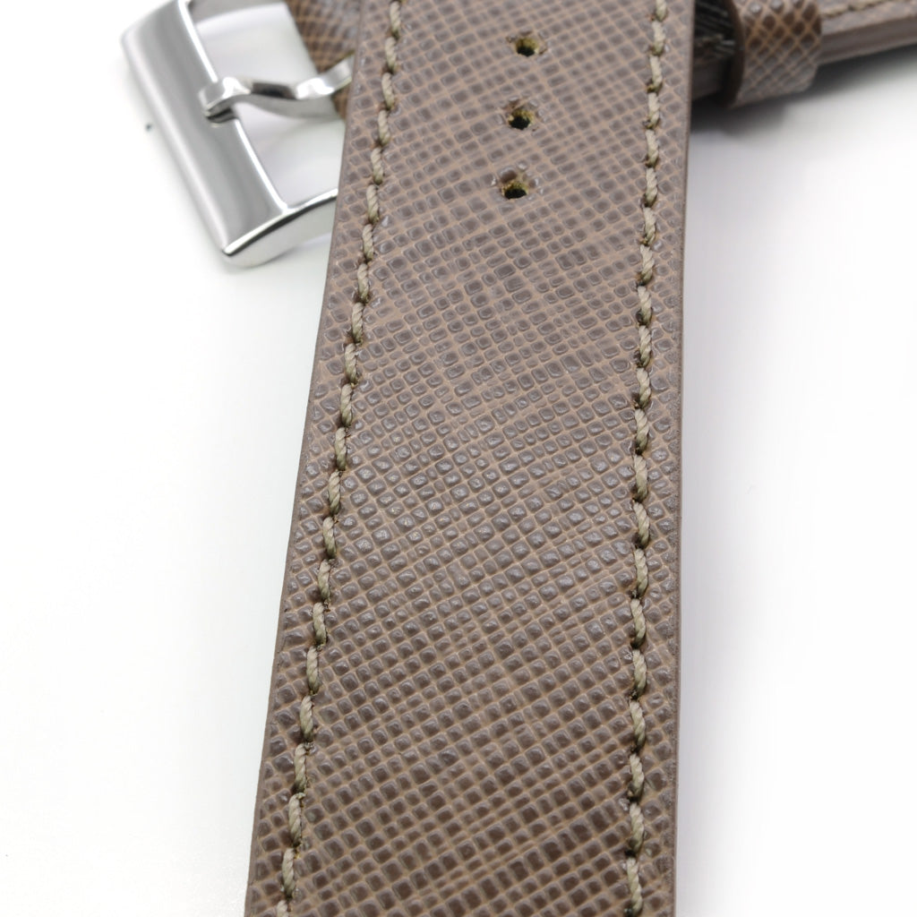 Light Brown Saffiano Leather Watch Strap, Matte