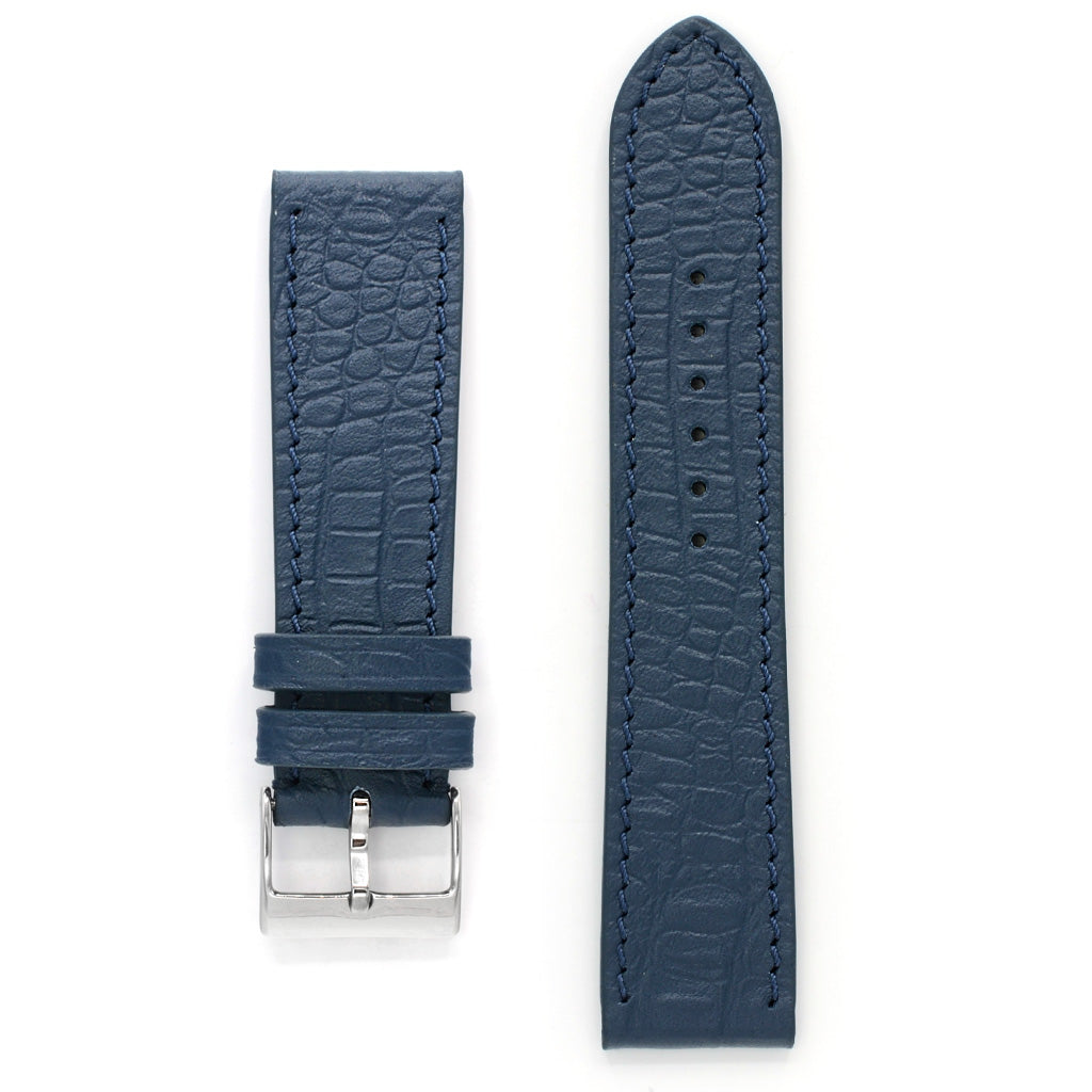 Leather Watch Strap, Reptile Grain, Foggy Blue