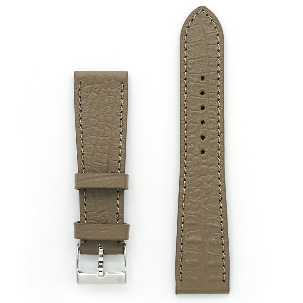 Leather Watch Strap, Reptile Grain, Cream Taupe , Medium Length