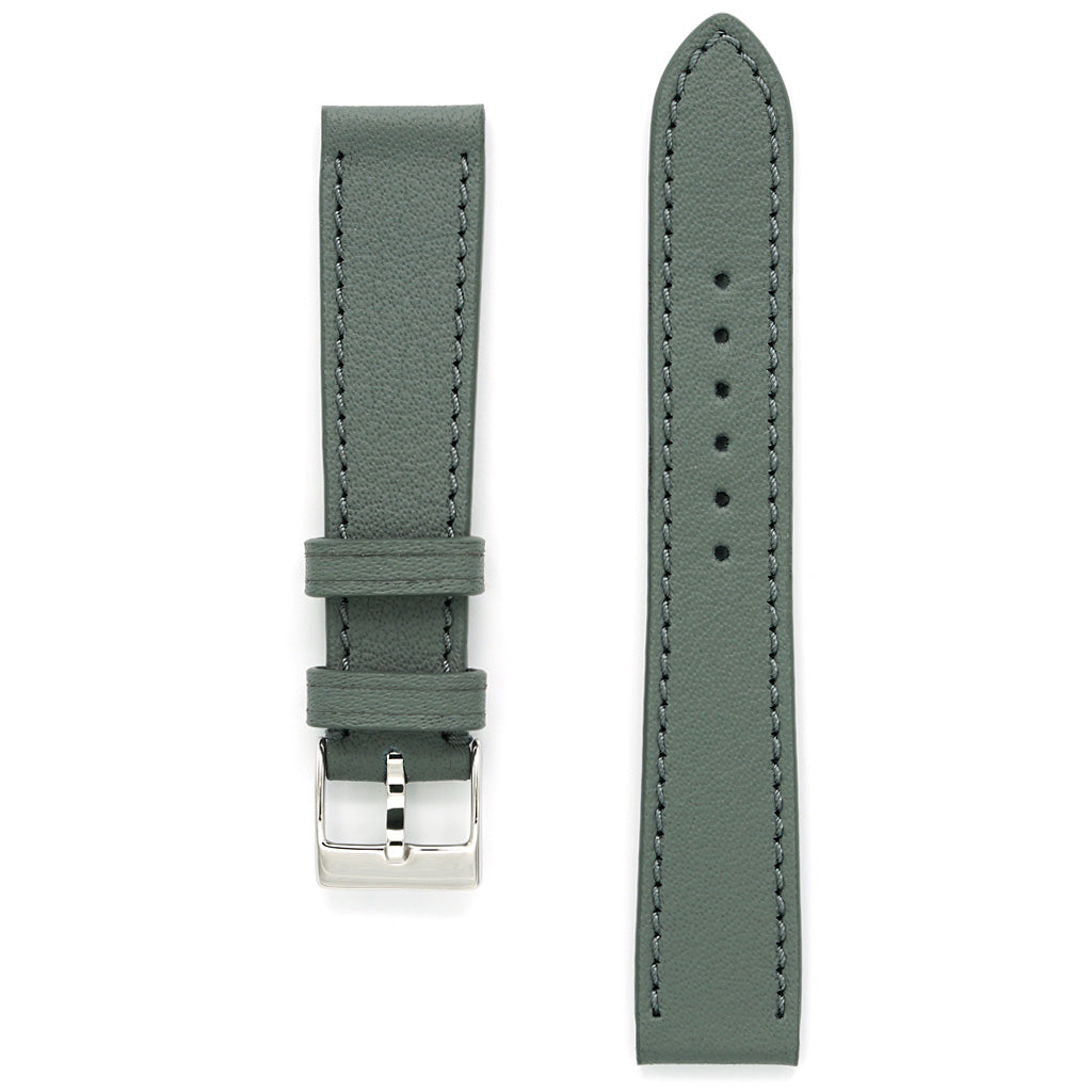 Fine Leather Watch Strap, Sage Grey, Medium Length