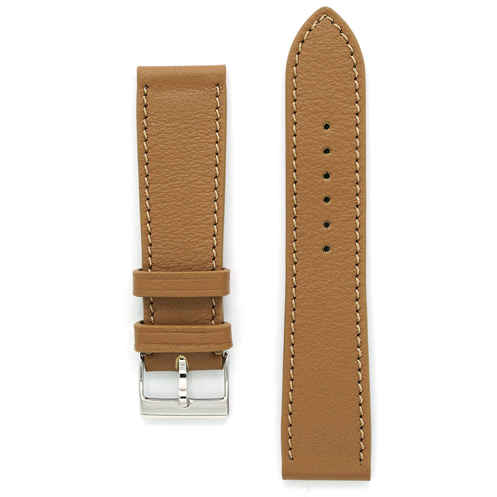 Fine Leather Watch Strap, Cream Caramel , Medium Length
