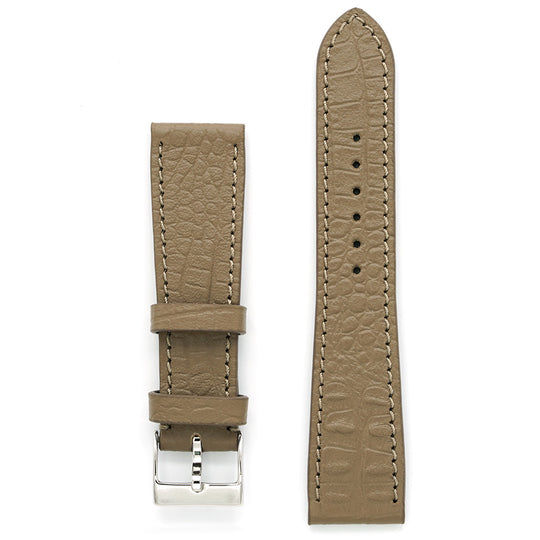 Leather Watch Strap, Reptile Grain, Cream Taupe , Medium Length