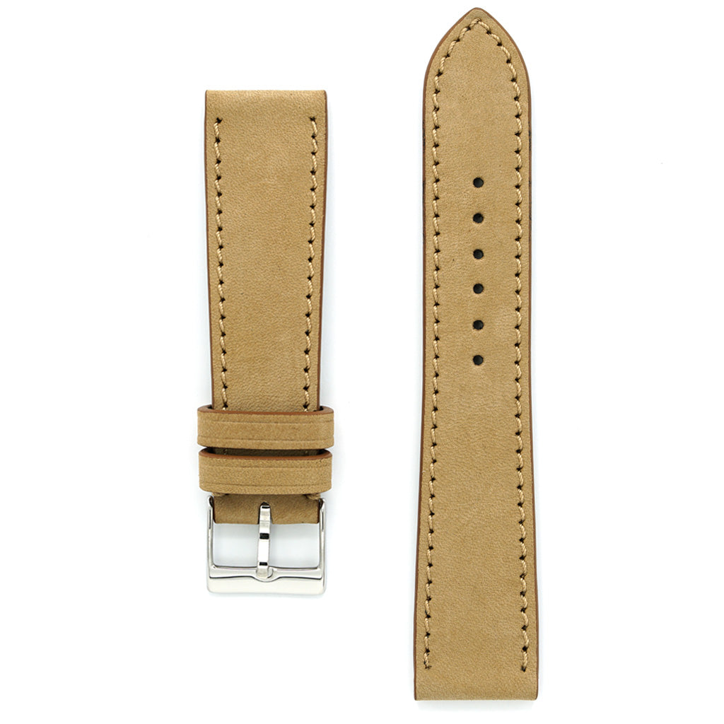 Watch Strap in Latte Nubuk Leather, Medium Length