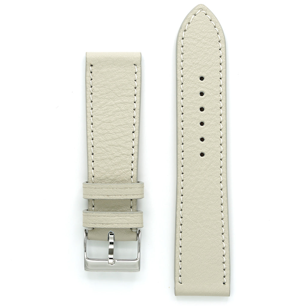Fine Leather Watch Strap, Cream Ivory,Medium Length