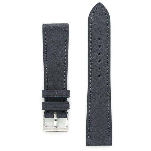 Nubuk Leather Watch Strap , Grey Anthracite, Medium Length