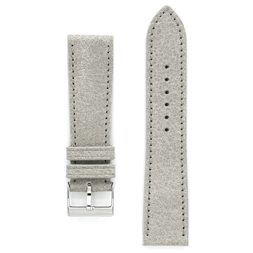 Nubuk Leather Watch Strap , Antique Grey  Himalaya, Medium Length