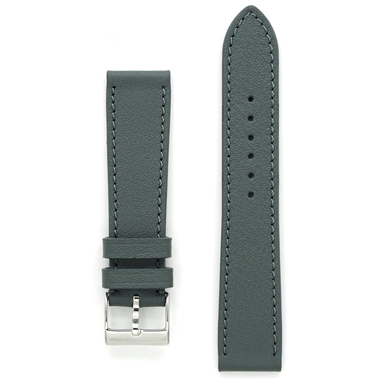 Fine Leather Watch Strap, Smoky Grey, Medium Length