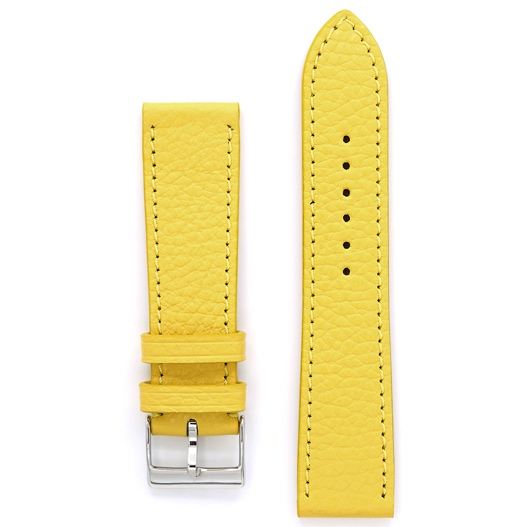Watch Strap, Yellow Pebbled Leather, Medium Length